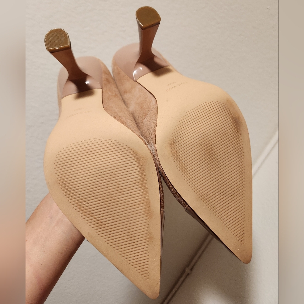 Nine West Hippa Light Natural Pointed Cap Toe Spool Heel Slip On Fashion Pumps - Picture 5 of 5